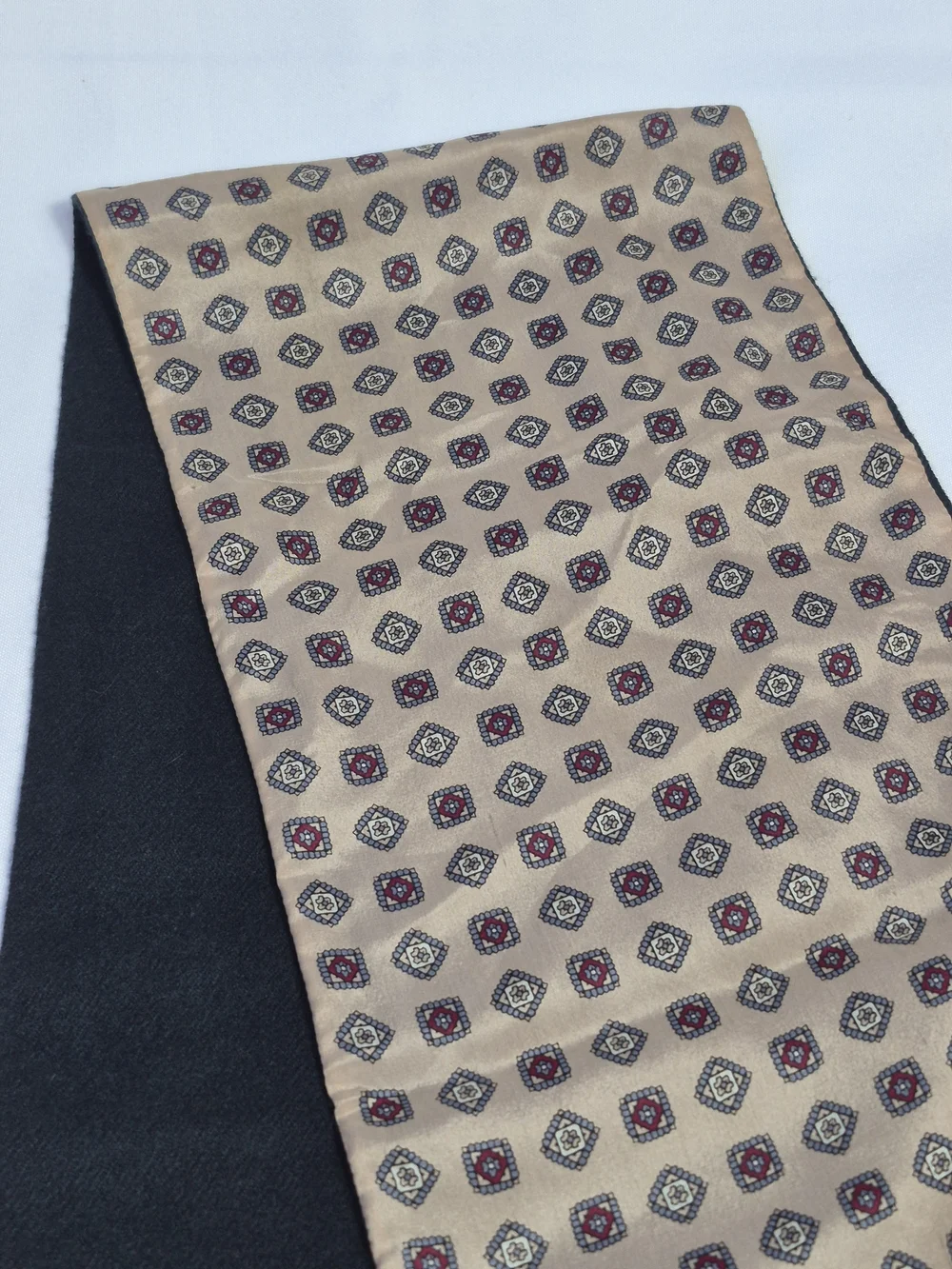 Vintage Oscar de la Renta wool silk paisley geometric mens Scarf Japan  classic